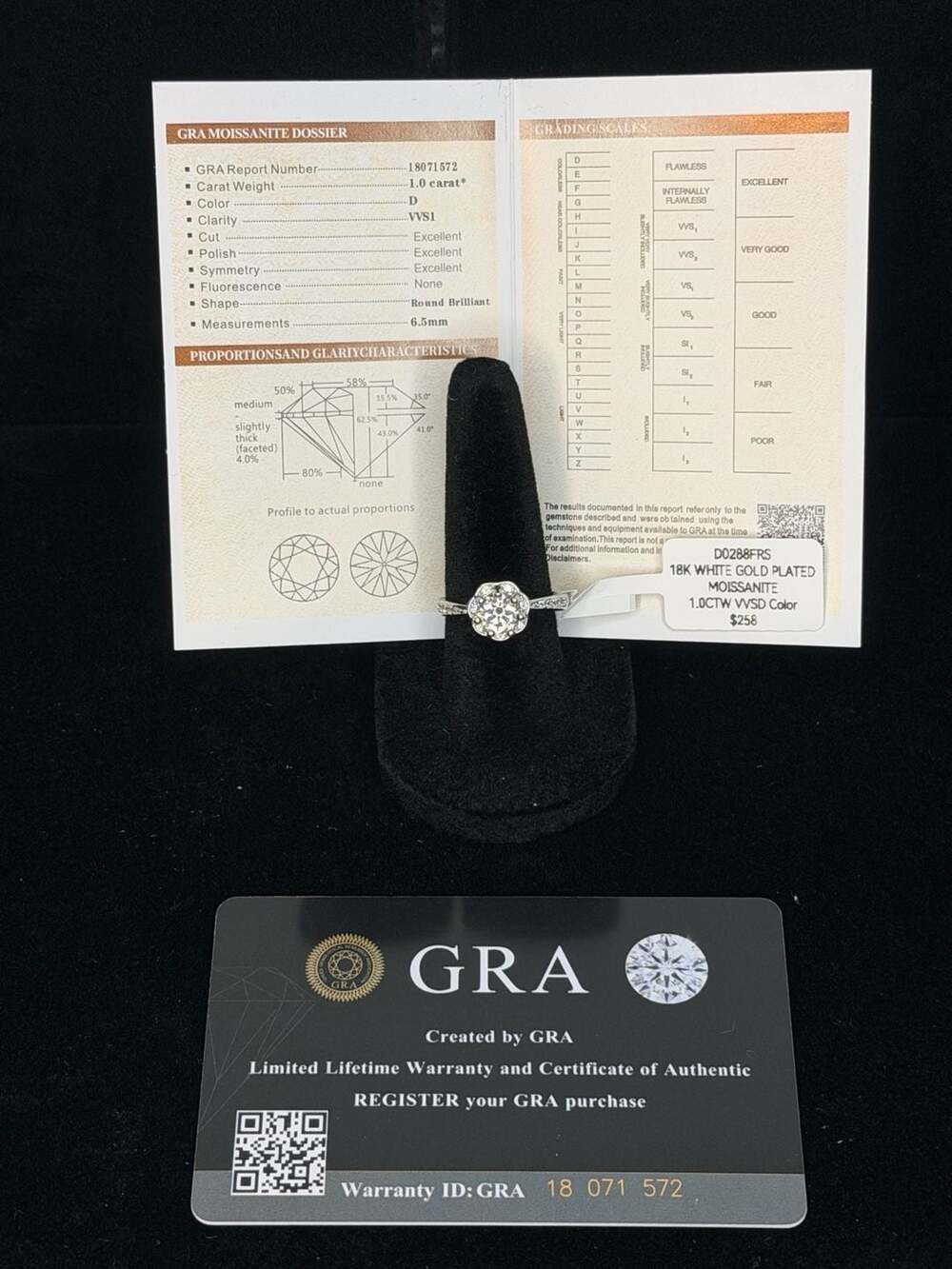 1.0CTW Floral Halo Moissanite Ring in 18K White Gold Plating